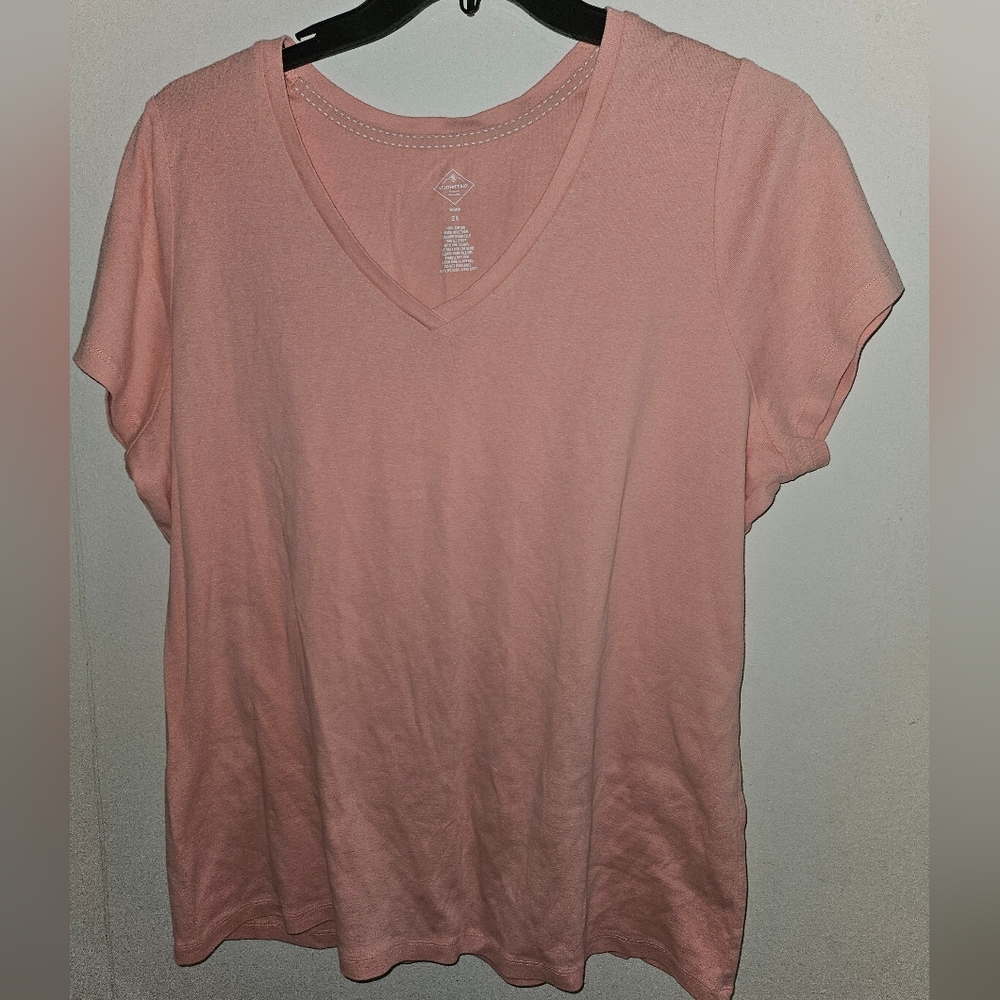 🛍St John's Bay Coral V Neck Shirt 2X